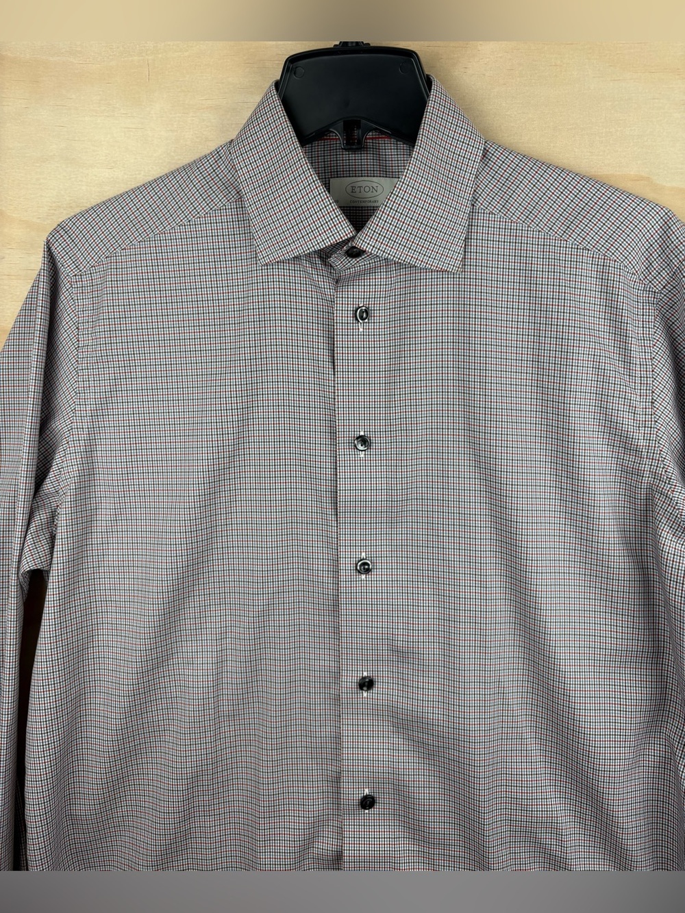 Eton Contemporary Dress Shirt Mens 15.5 39 Red Blue Brown Classic Check